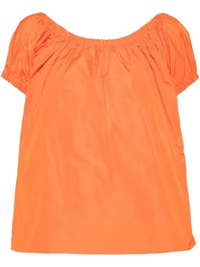 Molly Goddard Babydoll Taffeta Blouse In Orange