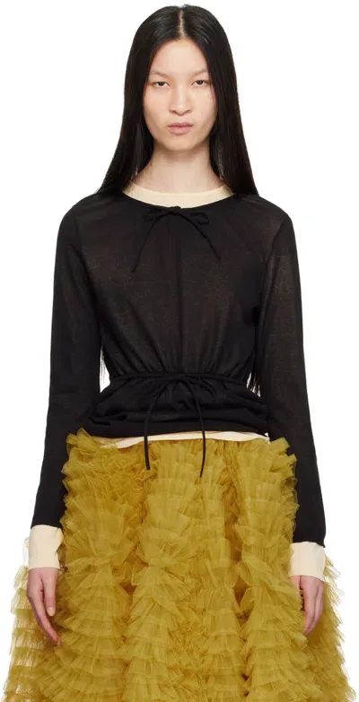 Molly Goddard Black & Beige Hannah Sweater In Black Cream