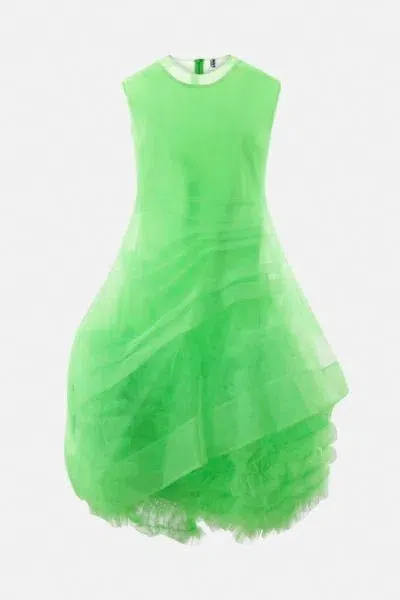 Molly Goddard Asher Asymmetric-hem Tulle Dress In Green