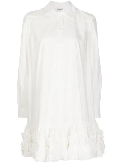 Molly Goddard Long-sleeve Buttoned Shirtdress In White