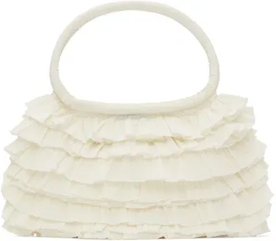 Molly Goddard Ssense Exclusive Off-white Frilled Bag In Cream