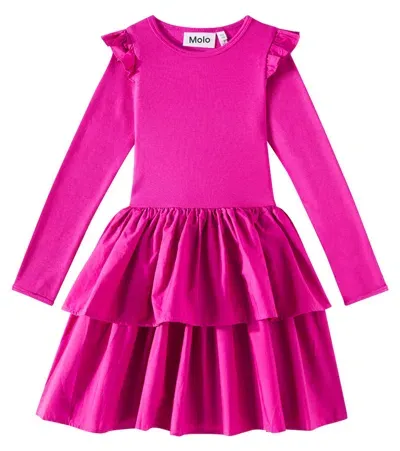 Molo Kids' Cathi Ruffled Tiered Cotton Dress In Pink