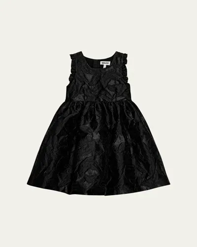 Molo Kids' Girl's Cortney Textured A-line Dress In Black