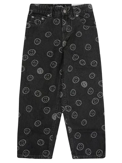 Molo Junior Jeans Stampa Smile In Nero