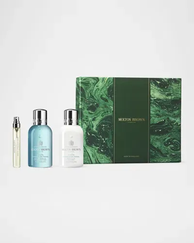 Molton Brown Coastal Cypress & Sea Fennel Travel Bath & Body Gift Set In White