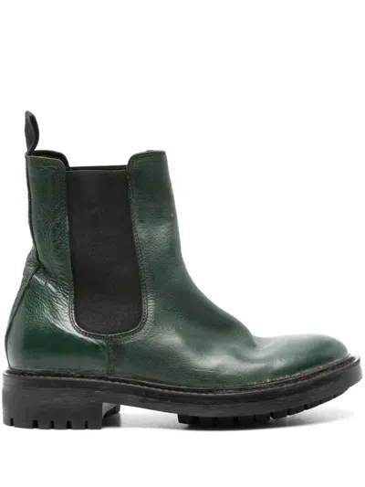 Moma Leather Boots In Green