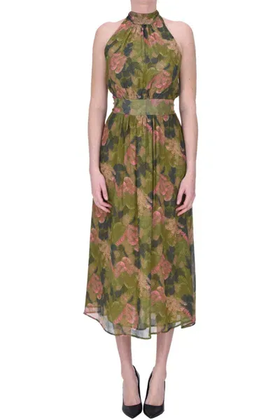 Momoní Crepè Midi Dress In Olive Green