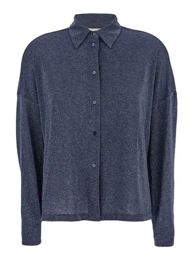 Momoní Oda Lurex Shirt In Blue