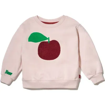 Mon Coeur Kids' Bouclé Cherry Recycled Cotton Blend Crewneck Sweatshirt In Petal Pink