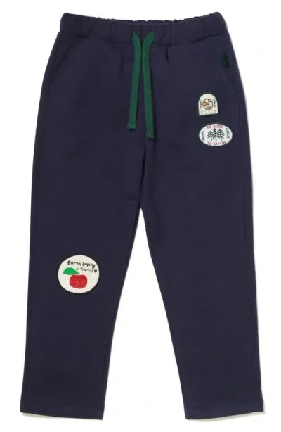 Mon Coeur Kids' Earth Appliqué Sweatpants In Navy