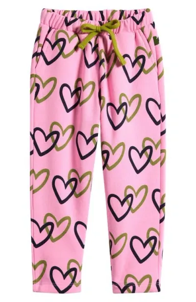 Mon Coeur Kids' Heart Print Sweatpants In Bonbon/multi