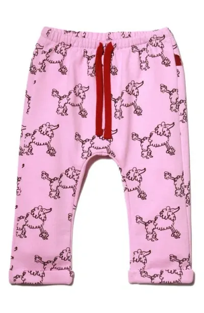 Mon Coeur Babies'  Poodle Print Drawstring Waist Pants In Bonbon/print