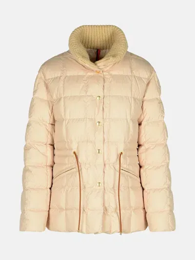 Moncler 'antigone' Beige Polyester Blend Down Jacket