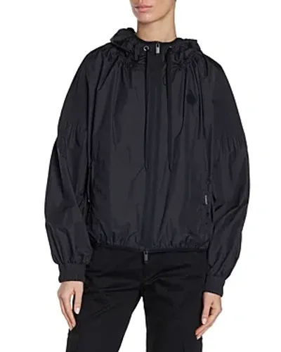 Moncler Auxonne Matte Nylon Hooded Windbreaker In Black