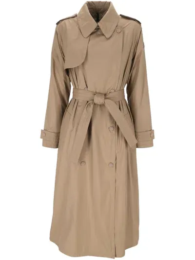 Moncler Barbentane Belted Trench Coat In Beige