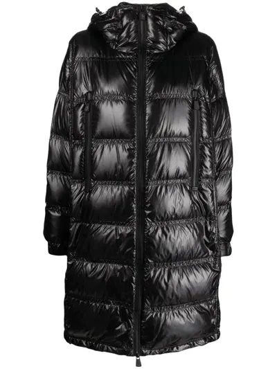 Moncler Berry High-shine Padded Coat In Black