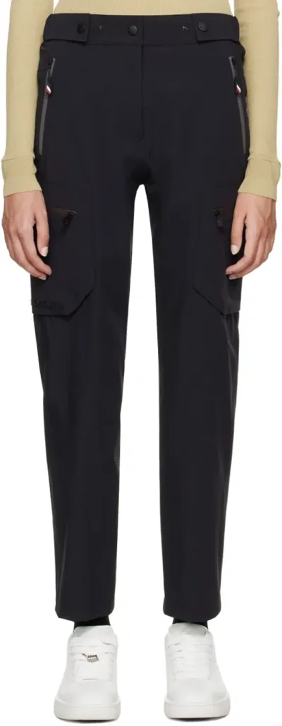 Moncler Black Bonded Logo Trousers In 999 Black