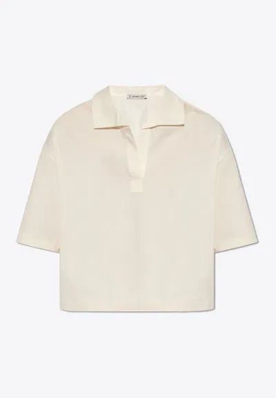 Moncler Boxy Fit Polo T-shirt In Cream