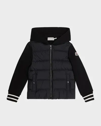 Moncler Kids' Boy's Combo Puffer Jacket In Black