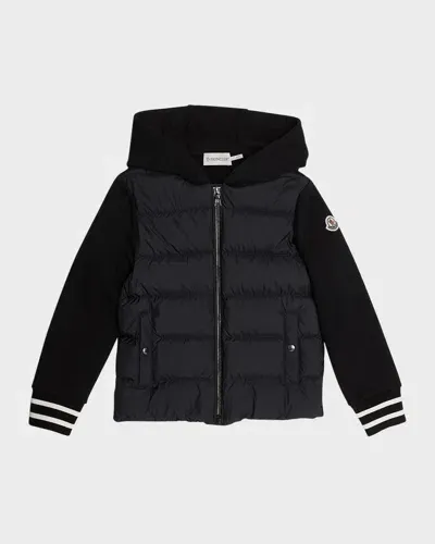 Moncler Kids' Boy's Combo Puffer Jacket In Black