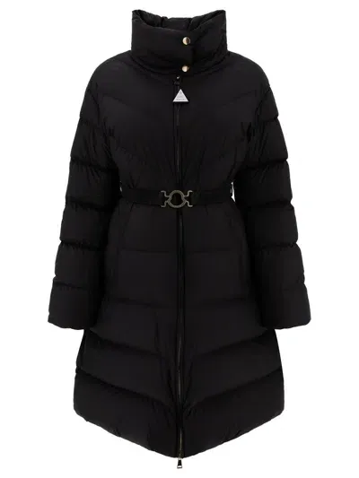 Moncler Brou Long Down Jacket In Black