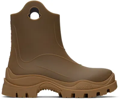 Moncler Brown Misty Rain Boots In Cream