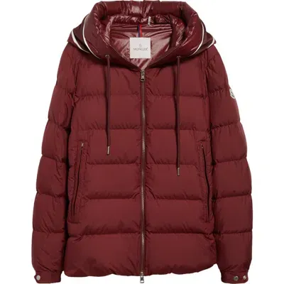 Moncler Cardere Hooded Down Puffer Jacket In Medium Red