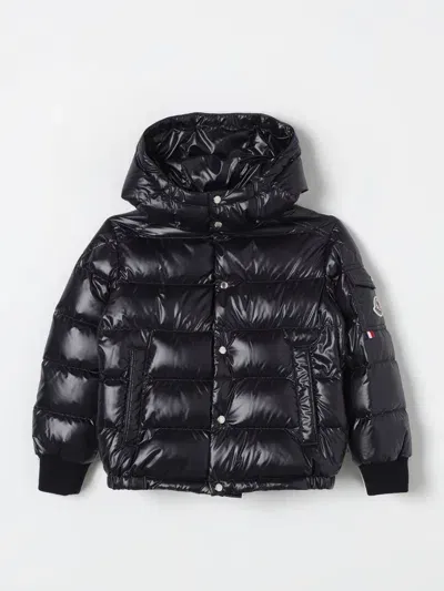 Moncler Coat  Kids Color Blue In Black