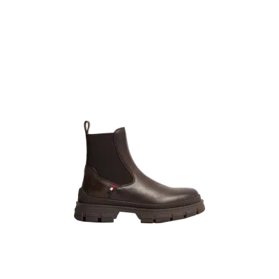 Moncler Collection Bottes Chelsea En Cuir Hevea In Brown