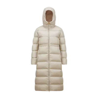 Moncler Collection Boulogne Reversible Long Down Jacket Beige