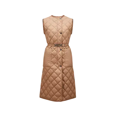 Moncler Collection Doudoune Longue Sans Manches Butor In Beige