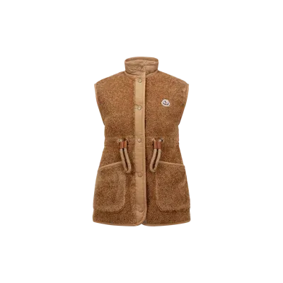 Moncler Collection Doudoune Sans Manches Bost En Teddy In Beige