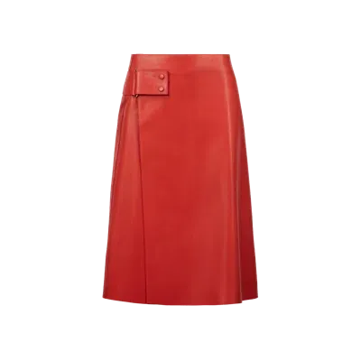 Moncler Collection Jupe Midi En Cuir In Red