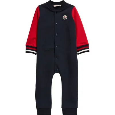 Moncler Kids'  Colorblock Fleece Romper In Blue