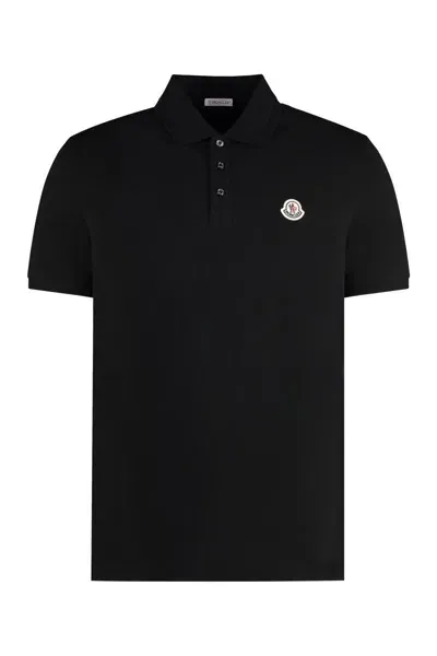 Moncler Cotton-piqué Polo Shirt In Black