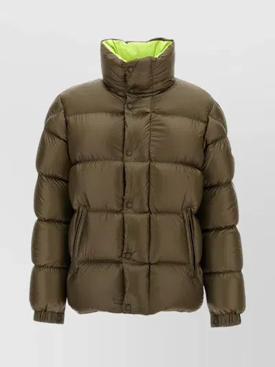 Moncler 'dervox' Quilted High Collar Jacket In Brown