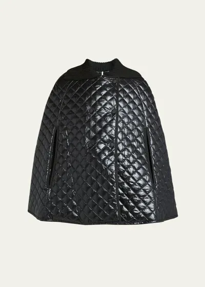 Moncler Diamond-quilted Cape In Black