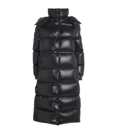 Moncler Long Padded Down Jacket In Black