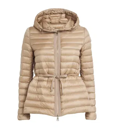 Moncler Down Raie Short Parka In Beige