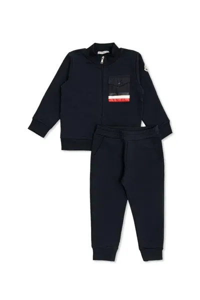 Moncler Kids' Tricolour Track Suit In Blue