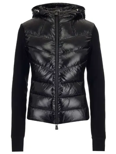 Moncler Quilted Shell And Fleece Jacket In Black