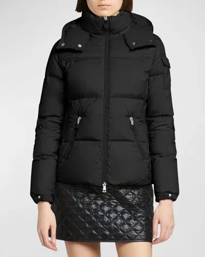 Moncler Fourmine Matte Nylon Puffer Jacket In Black