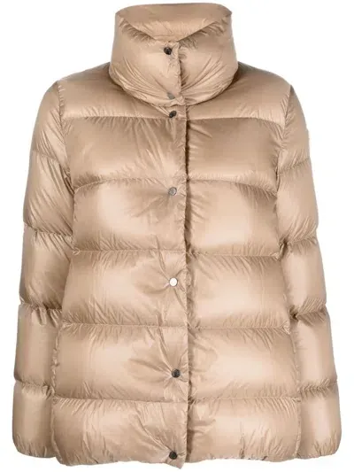 Moncler Funnel-neck Padded Puffer Jacket In Beige