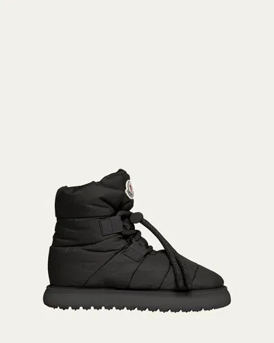 Moncler Gaia Nylon Lace-up Snow Boots In Black