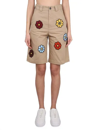 Moncler Genius Flowers Bermuda In Beige