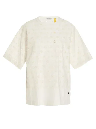 Moncler Genius Broderie Anglaise T Shirt In Beige