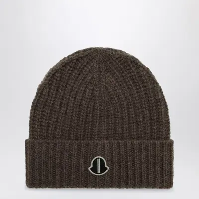 Moncler Genius Brown Virgin Wool Cap In Grey