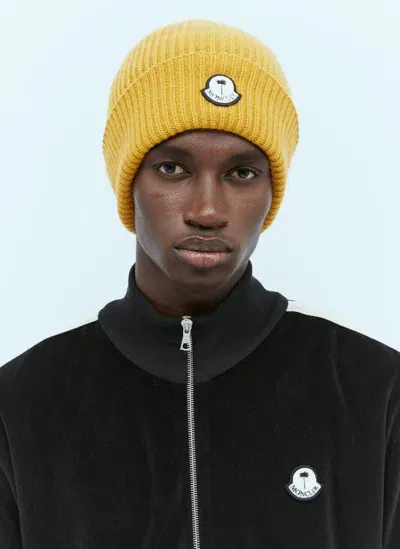 Moncler Genius Wool Beanie Hat In Yellow