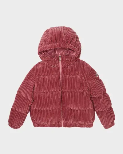 Moncler Kids' Girl's Arline Corduroy Velour Jacket In Pink