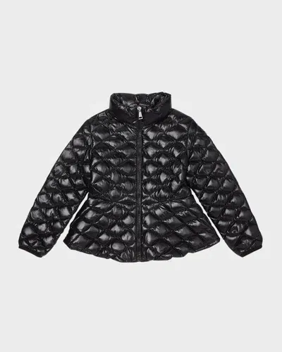 Moncler Kids' Girl's Barvie Diamond Quilted Jacket In Black